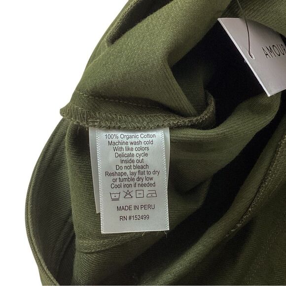 AMOUR VERT Size 2 NWT Wide Leg Utility Pant Calla Green 100% Cotton Twill Pants - Picture 11 of 11